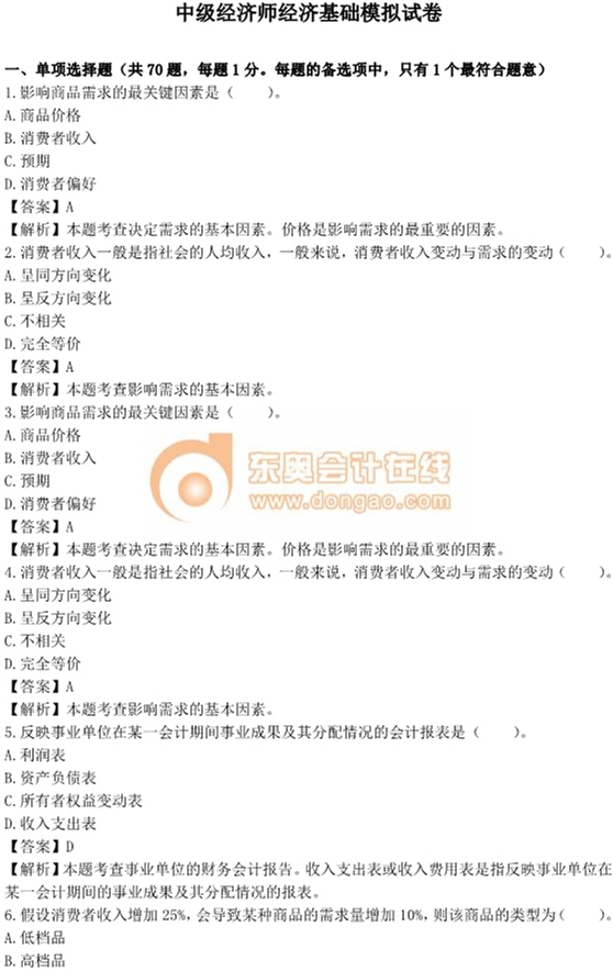 中級經濟師考試