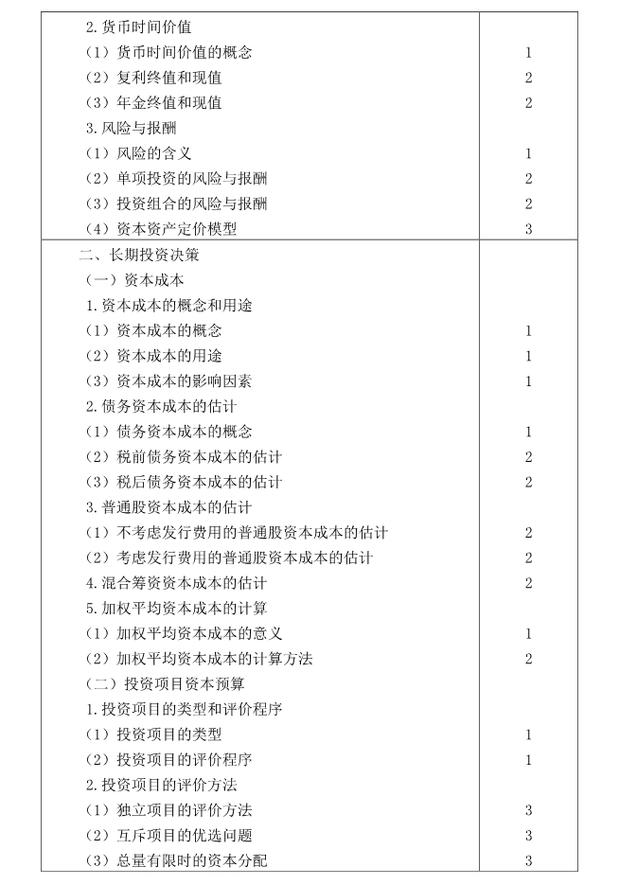 注冊會計師全國統一考試大綱《財管》