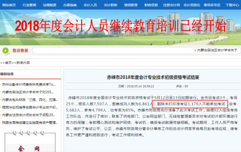 重磅！赤峰竟有1179人因未打印2018年初級(jí)會(huì)計(jì)準(zhǔn)考證不能參加考試