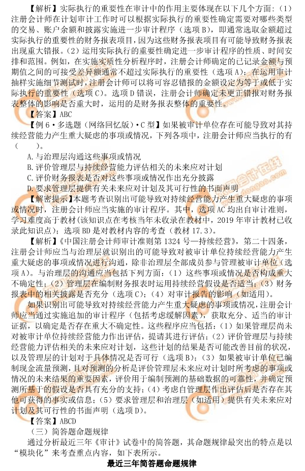 2019年注會《審計》命題規律總結 2019年注會《審計》命題規律總結