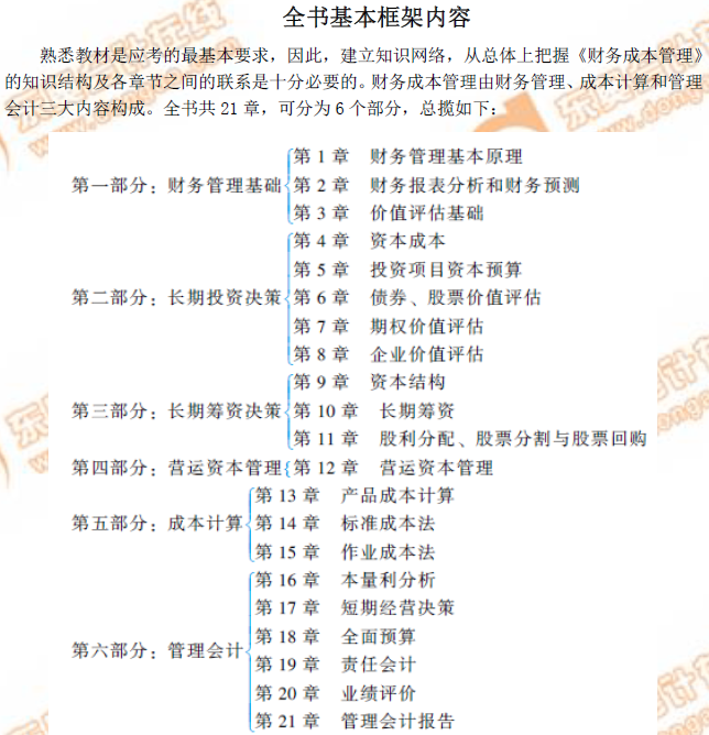 2019年注冊會計師《財管》科目全書基本框架內容