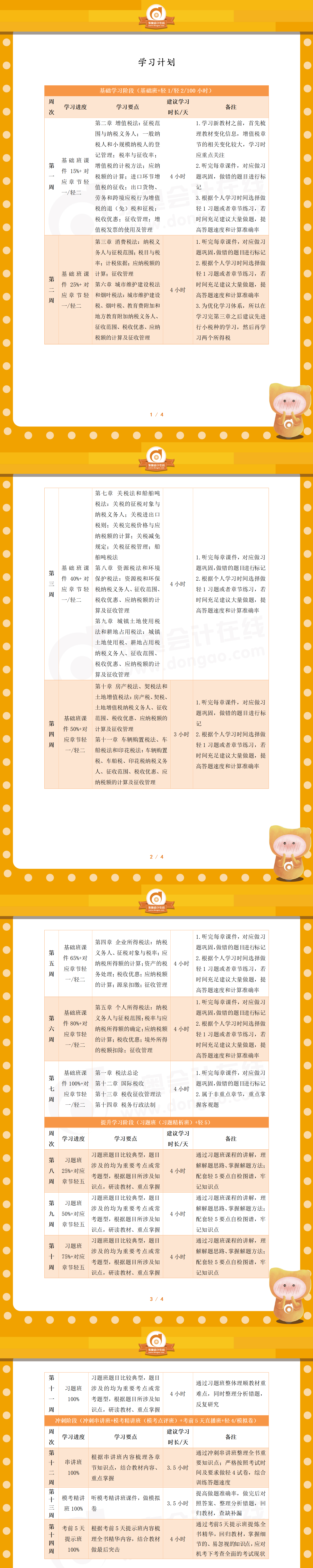 注會稅法百天學習計劃