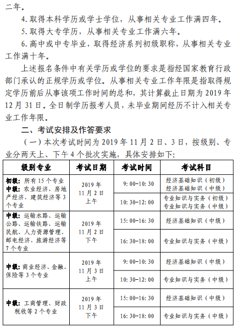 北京2019年中級經濟師考試通知2