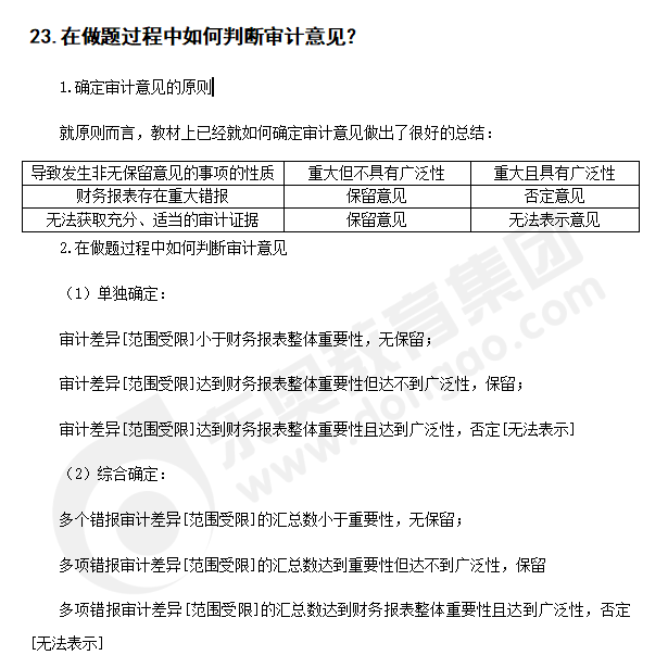 注會審計知識點答疑