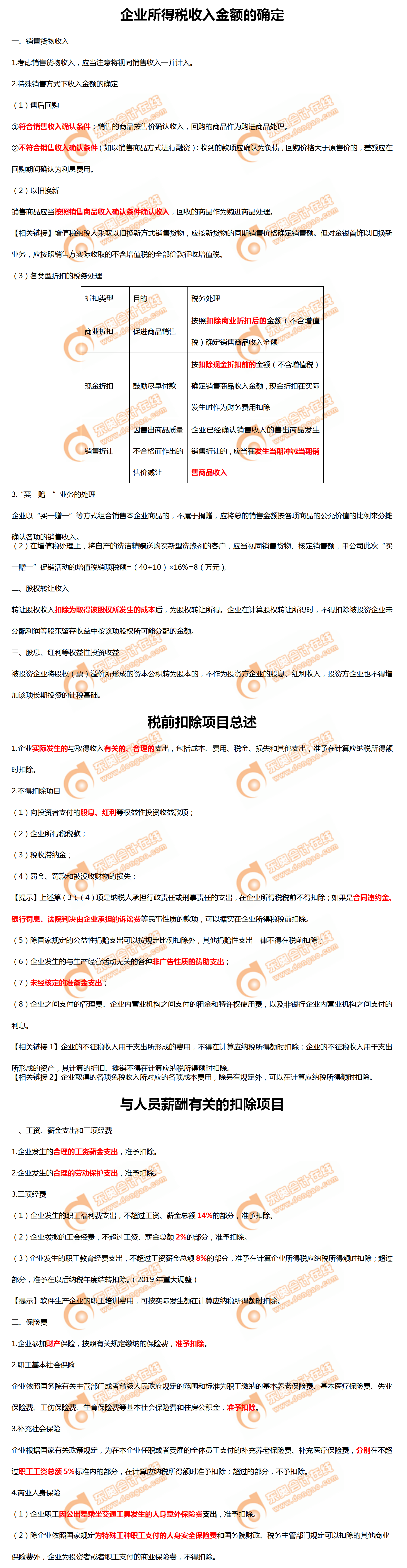 企業所得稅收入金額的確定