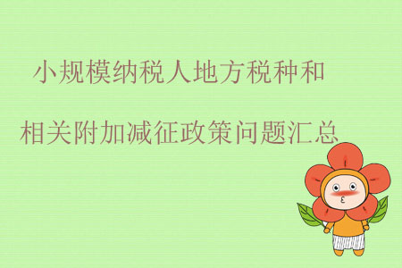 小規模納稅人地方稅種和相關附加減征政策問題匯總