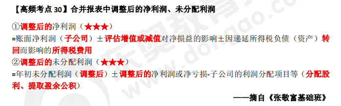 《中級(jí)會(huì)計(jì)實(shí)務(wù)》高頻考點(diǎn)：合并報(bào)表中調(diào)整后的凈利潤(rùn)、未分配利潤(rùn)
