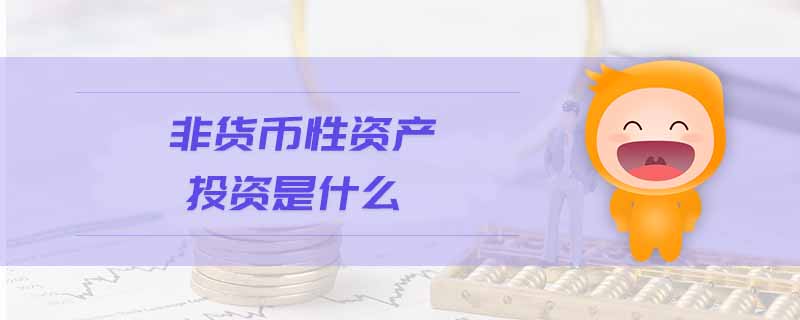 非貨幣性資產投資是什么