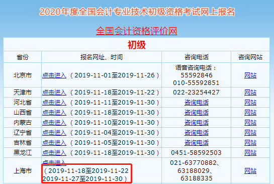 2020年上海市初級會計職稱第一階段報名22日24:00結束！
