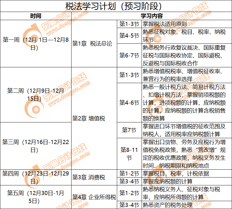 稅法12月學習日歷