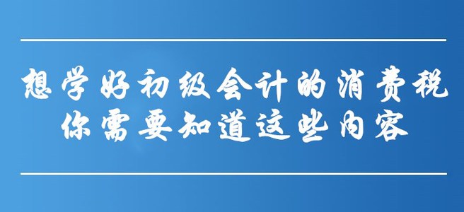 想學好初級會計的消費稅，你需要知道這些內容！
