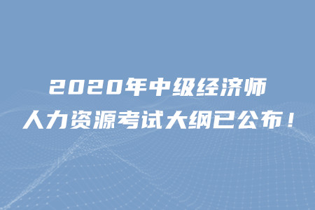 2020年中級經濟師人力資源考試大綱已公布！