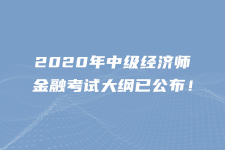 2020年中級經(jīng)濟(jì)師金融考試大綱已公布！