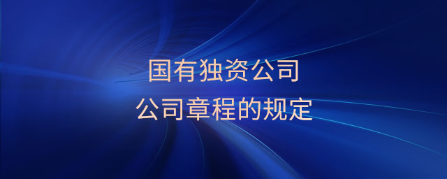 國有獨資公司公司章程的規定