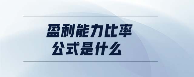 盈利能力比率公式是什么