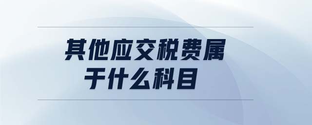 其他應交稅費屬于什么科目