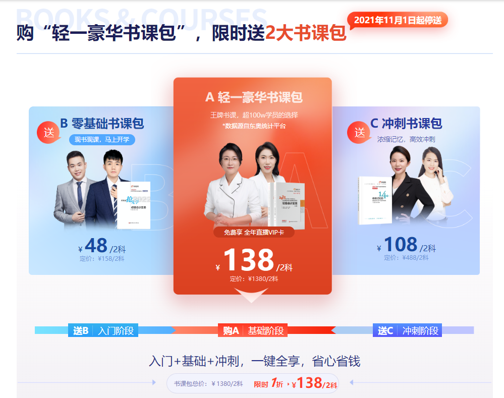購“輕一豪華書課包”，限時送2大書課包