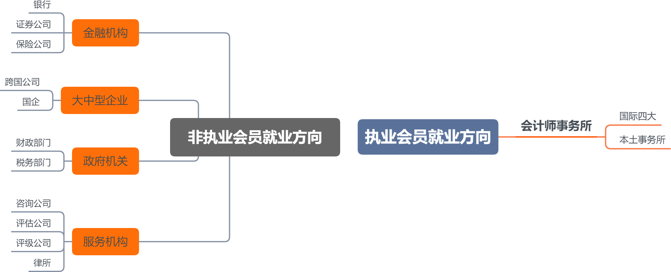 執業注冊會計師和非執業注冊會計師的就業方向不同