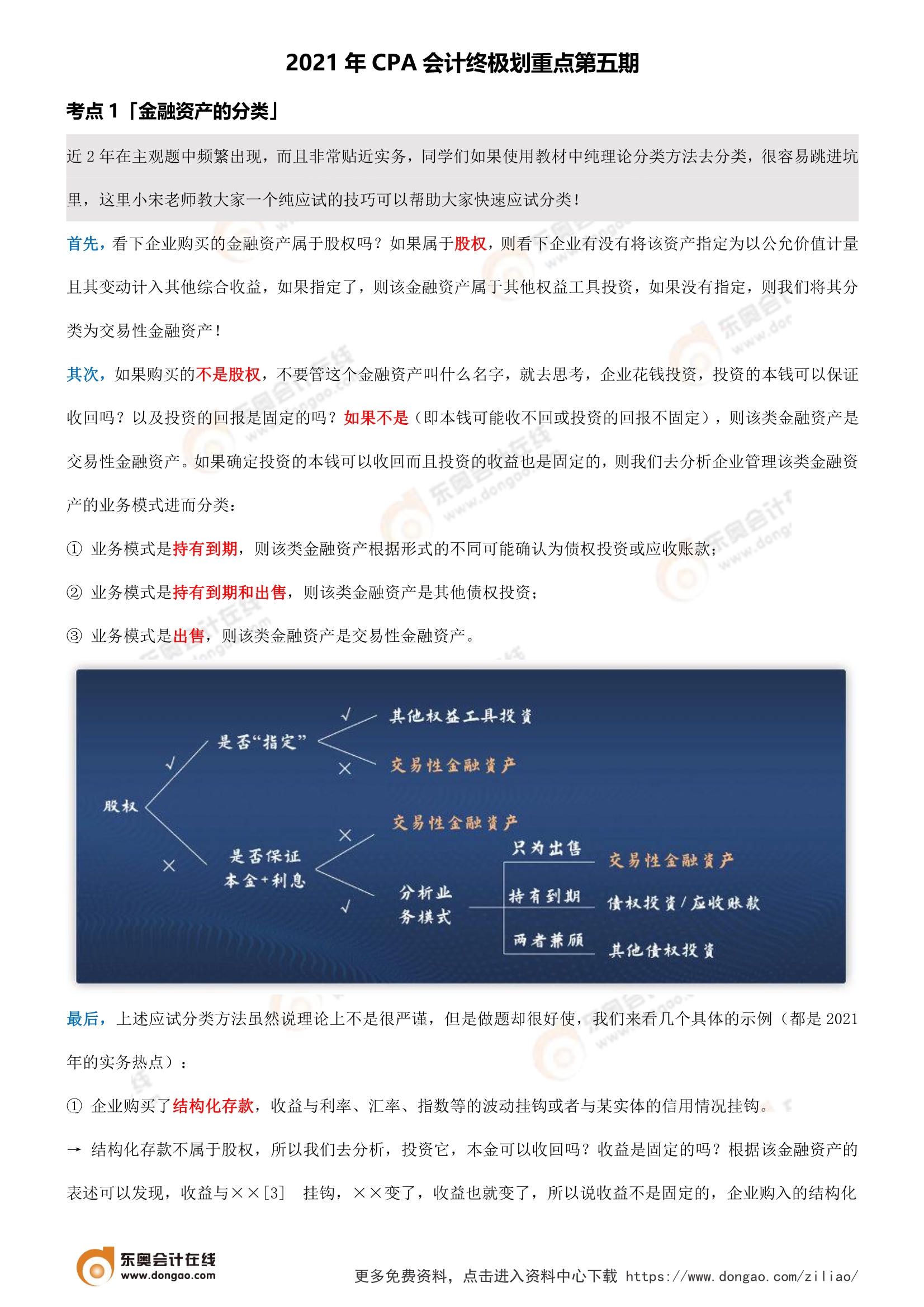 2021年CPA會計考前劃重點第五期
