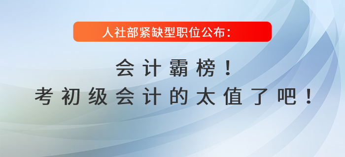 人社部緊缺型職位公布：會計霸榜！考初級會計的太值了吧！