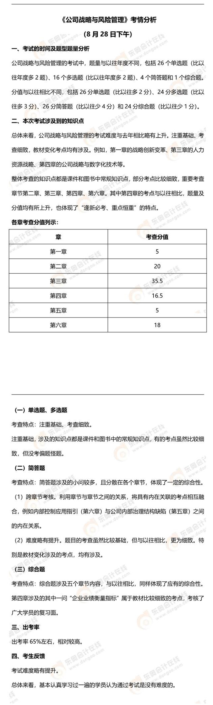 2021年注會考試戰略考點總結及考情分析