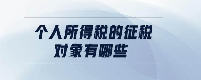 個人所得稅的征稅對象有哪些