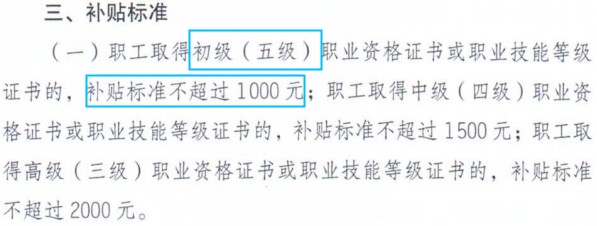 云南技能提升補貼標準