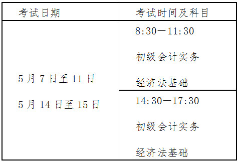 2022年北京初級會計考試時間安排