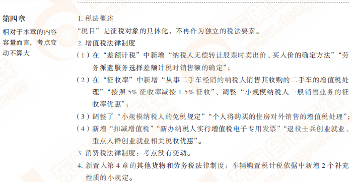 第四章考點的主要變化 第四章考點的主要變化