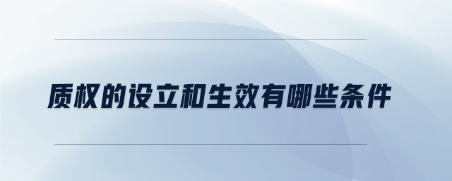質權的設立和生效有哪些條件