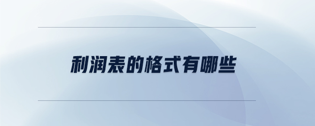 利潤表的格式有哪些