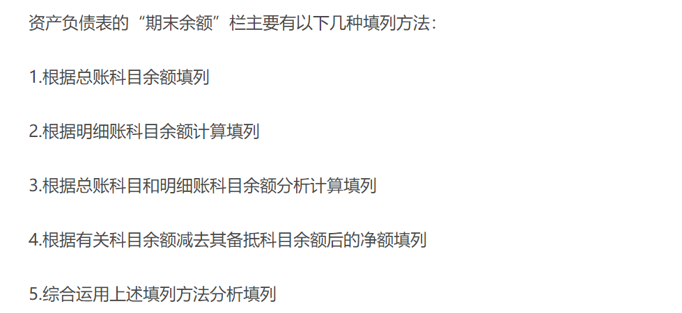 資產負債表項目的填列方法