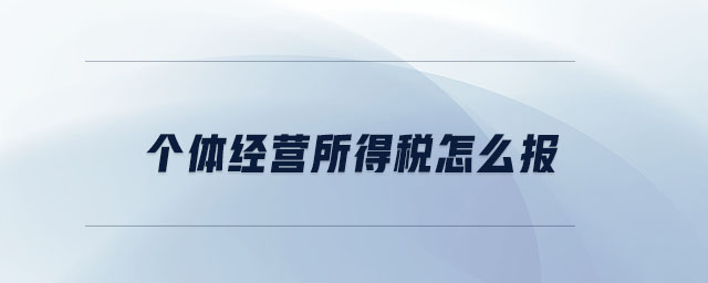 個體經營所得稅怎么報