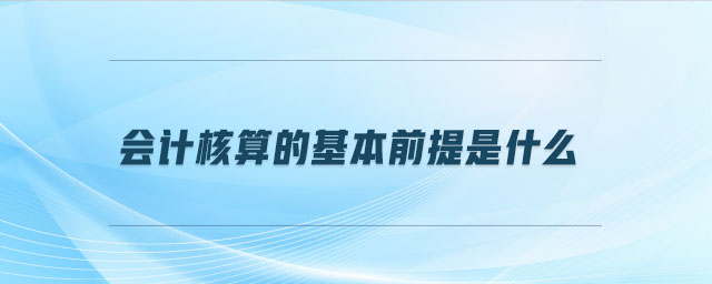 會計核算的基本前提是什么