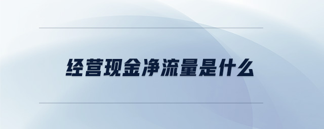 經營現金凈流量是什么