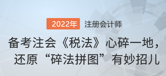 備考注會《稅法》心碎一地，還原“碎法拼圖”有妙招兒