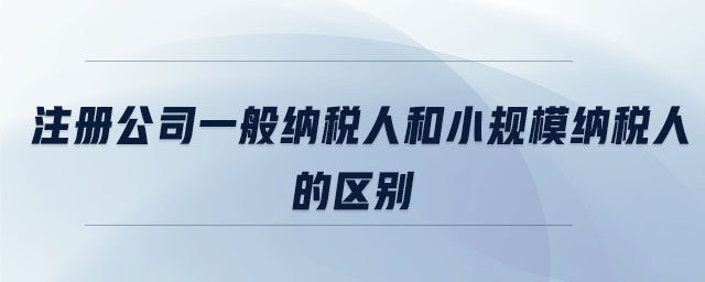 注冊公司一般納稅人和小規模納稅人的區別