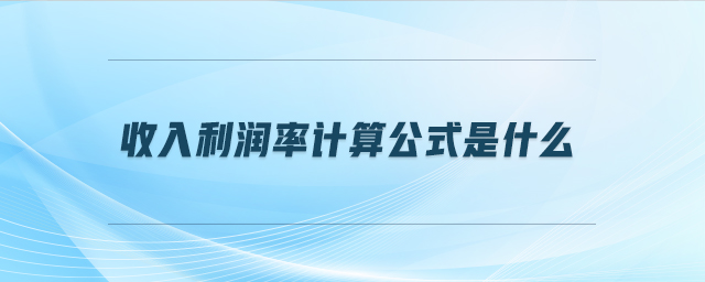 收入利潤率計算公式是什么