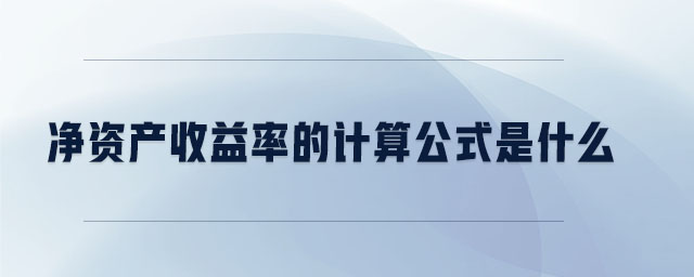 凈資產收益率的計算公式是什么