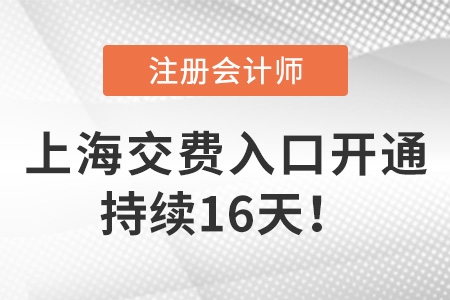 上海2022年注冊(cè)會(huì)計(jì)師考試?yán)U費(fèi)開(kāi)始啦！持續(xù)16天！