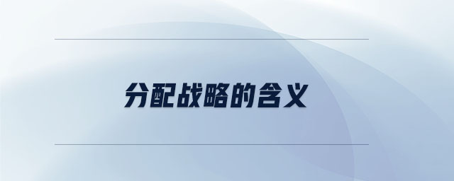 分配戰略的含義