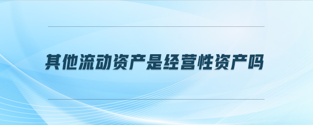 其他流動資產是經營性資產嗎