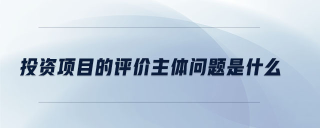 投資項目的評價主體問題是什么