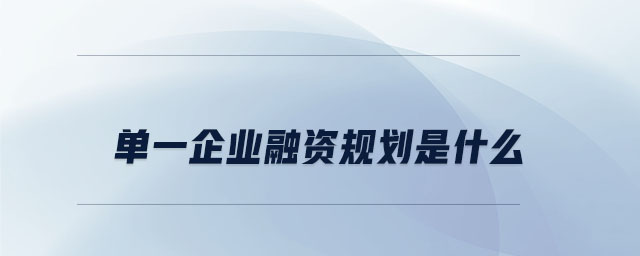 單一企業融資規劃是什么