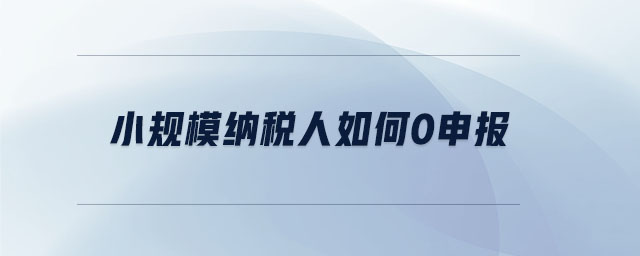 小規模納稅人如何0申報