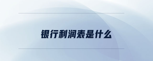 銀行利潤表是什么