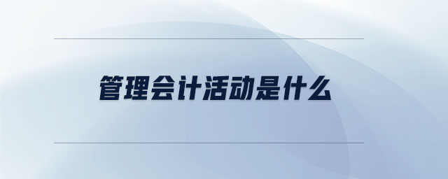 管理會計活動是什么