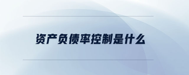 資產負債率控制是什么