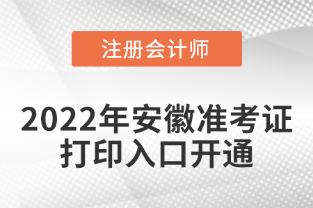 2022年安徽省蕪湖注冊會計(jì)師考試準(zhǔn)考證打印入口已開通！