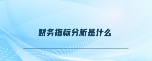 財務指標分析是什么